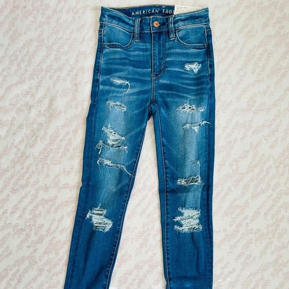 American Eagle Super Hi-Rise Jegging distressed sz 00 // 24 - Picture 1 of 8